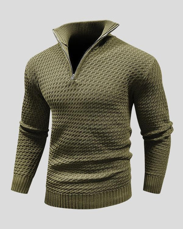 Martin | Black Textured Half-Zip Jumper