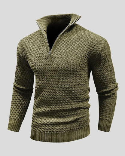 Martin | Black Textured Half-Zip Jumper