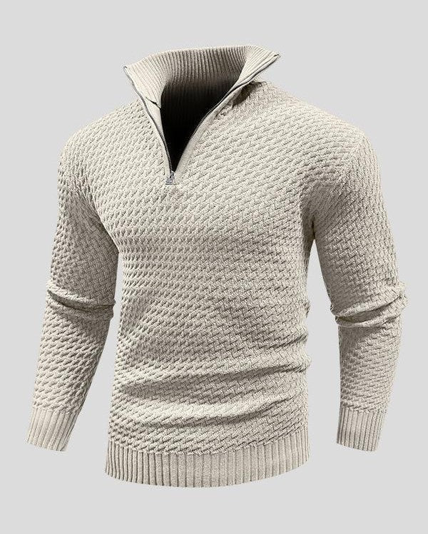 Martin | Black Textured Half-Zip Jumper
