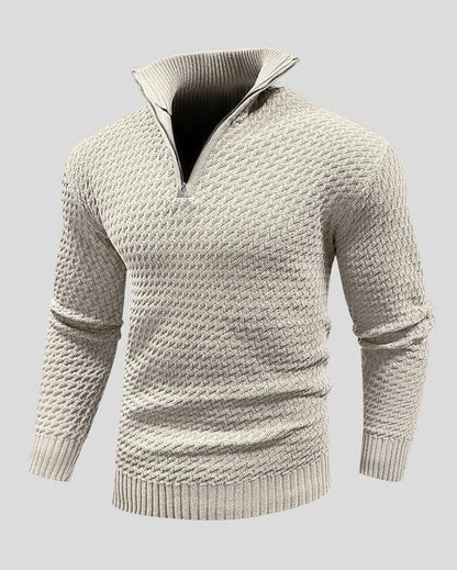 Martin | Black Textured Half-Zip Jumper