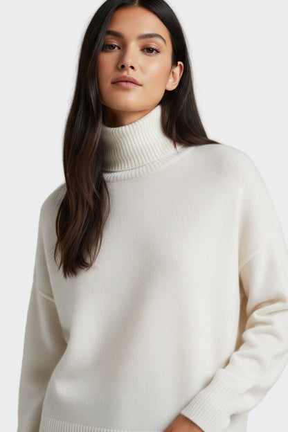 Meg | Ivory Roll-Neck Jumper
