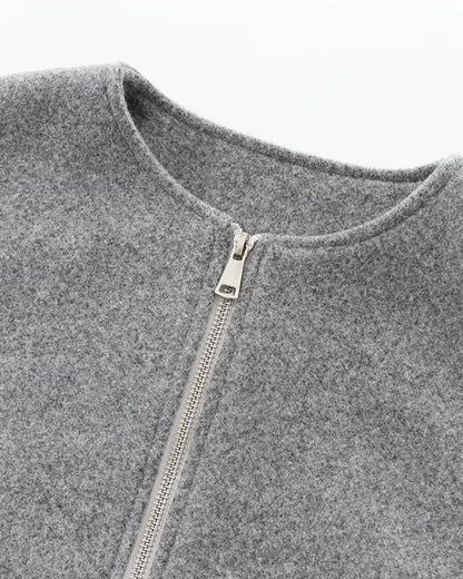 Meg | Grey Cropped Bomber Jacket