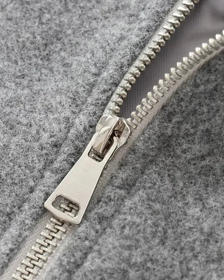 Meg | Grey Cropped Bomber Jacket