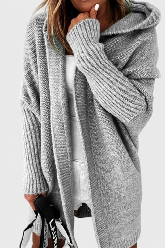 Meg | Grey Hooded Wrap Cardigan