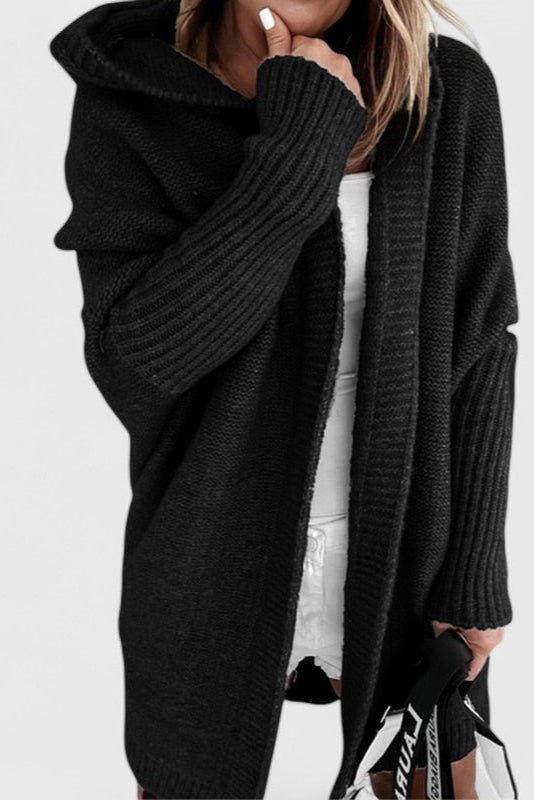 Meg | Grey Hooded Wrap Cardigan