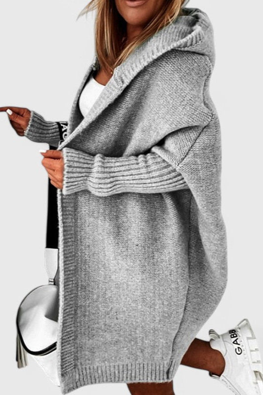 Meg | Grey Hooded Wrap Cardigan