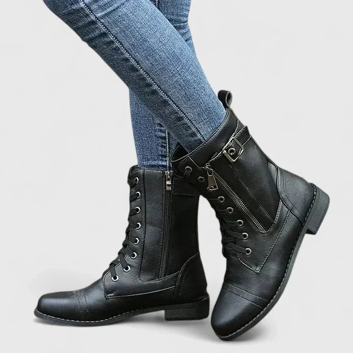 Meg | Black Lace-Up Ankle Boots