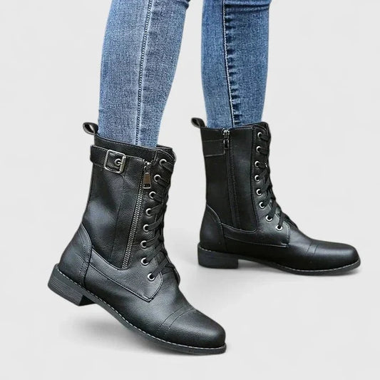 Meg | Black Lace-Up Ankle Boots