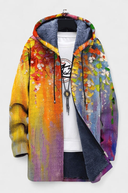 Michaela | Golden Floral Hooded Zip Jacket