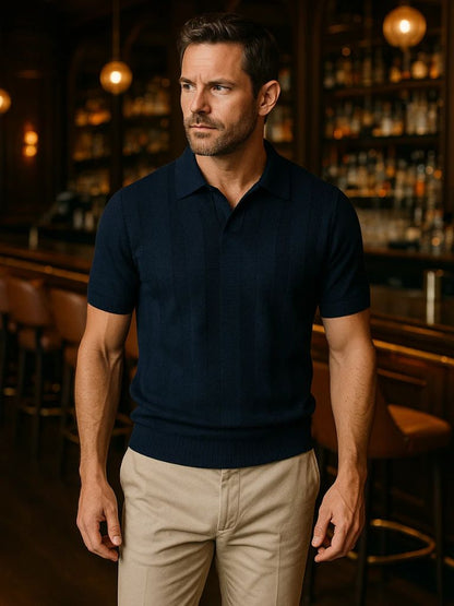 Murray | Textured Beige Knit Polo