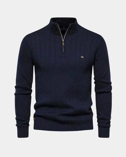 Milo | Brown Ribbed Half-Zip Jumper