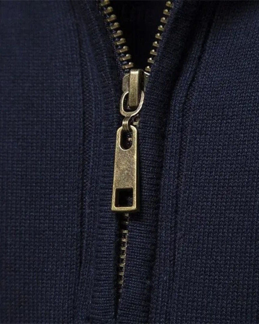 Milo | Brown Ribbed Half-Zip Jumper