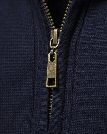 Milo | Brown Ribbed Half-Zip Jumper