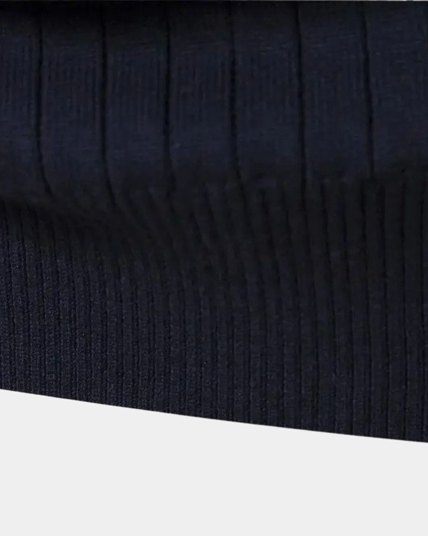 Milo | Brown Ribbed Half-Zip Jumper