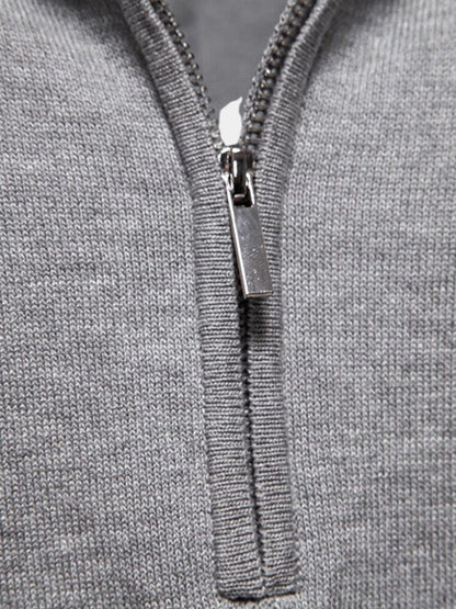 Milo | Tan Zip-Collar Knit Polo