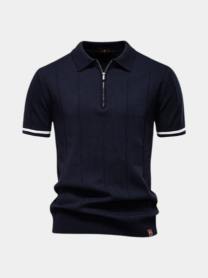 Milo | Tan Zip-Collar Knit Polo