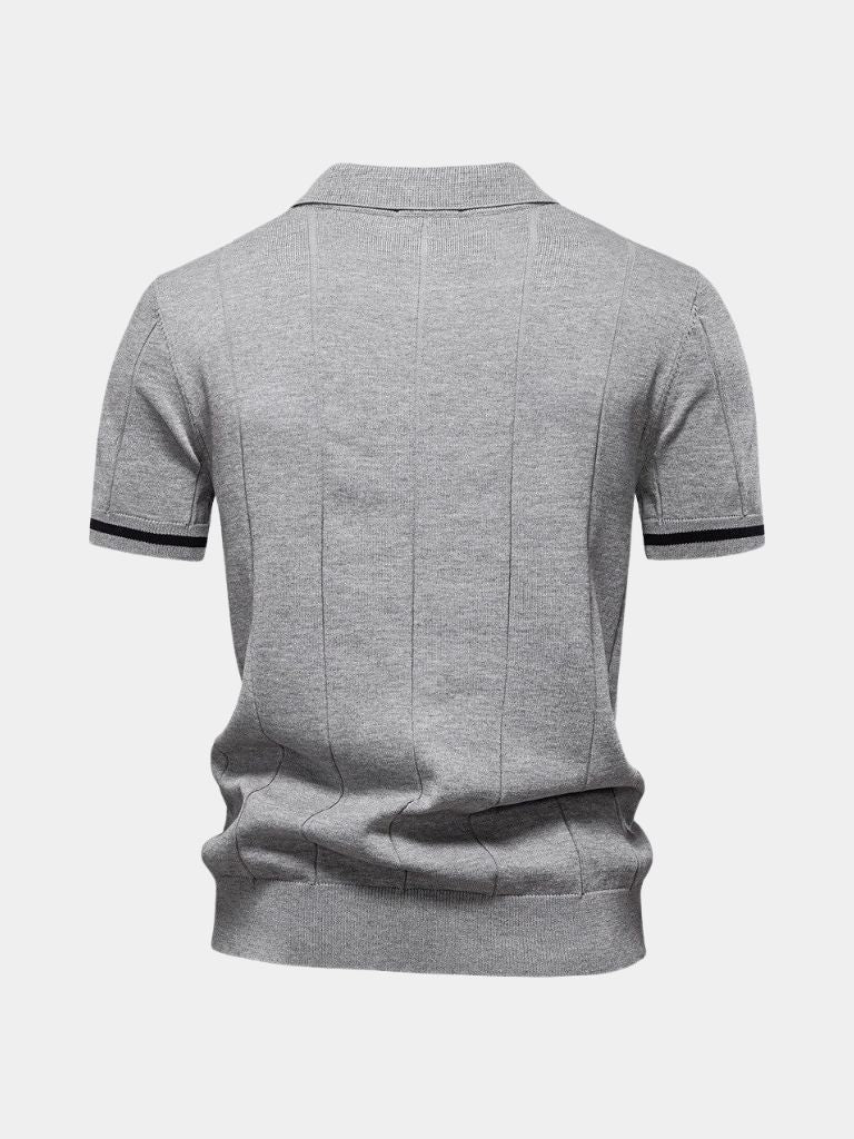 Milo | Tan Zip-Collar Knit Polo