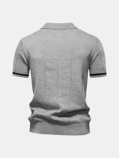 Milo | Tan Zip-Collar Knit Polo