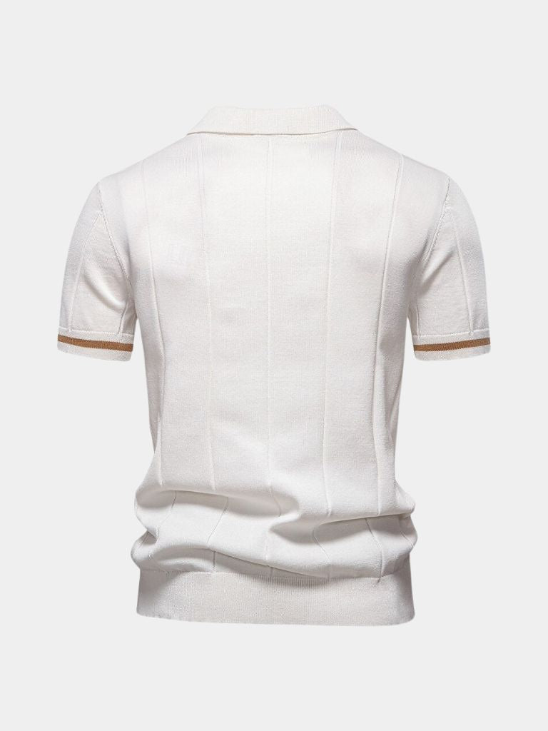 Milo | Tan Zip-Collar Knit Polo