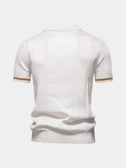 Milo | Tan Zip-Collar Knit Polo