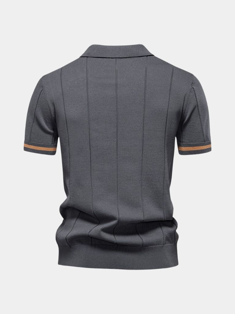 Milo | Tan Zip-Collar Knit Polo