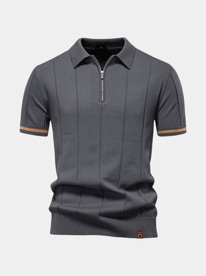 Milo | Tan Zip-Collar Knit Polo