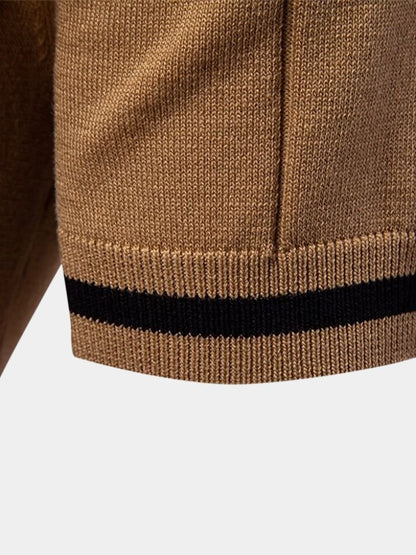 Milo | Tan Zip-Collar Knit Polo