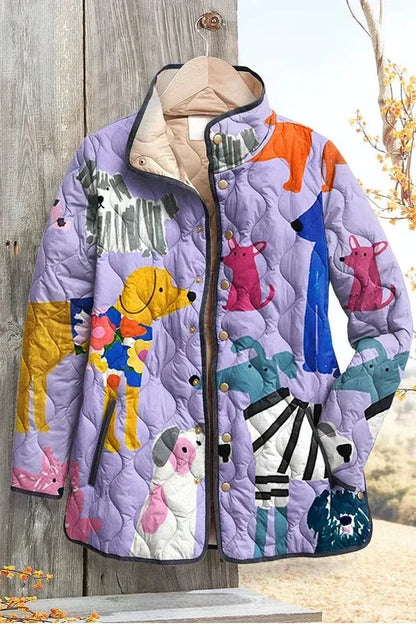 Mila | Lilac Animal Print Quilted Jacket