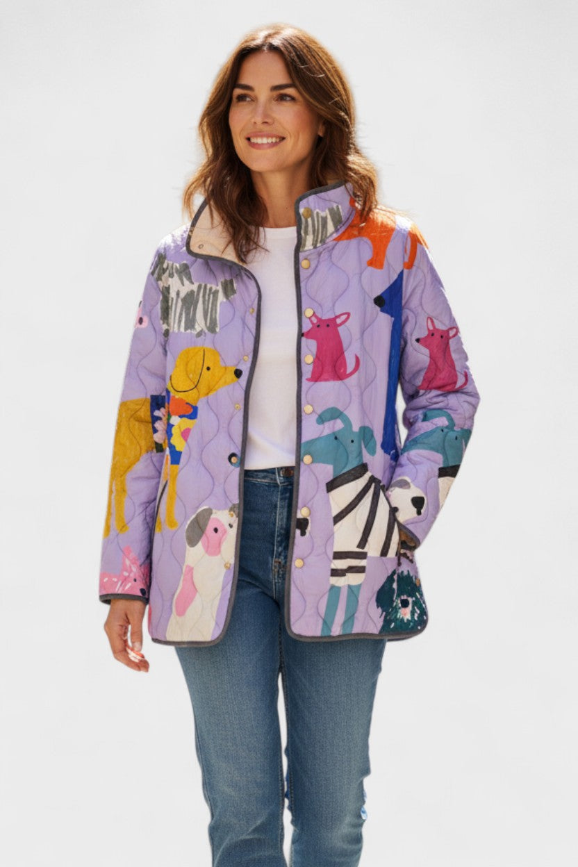 Mila | Lilac Animal Print Quilted Jacket
