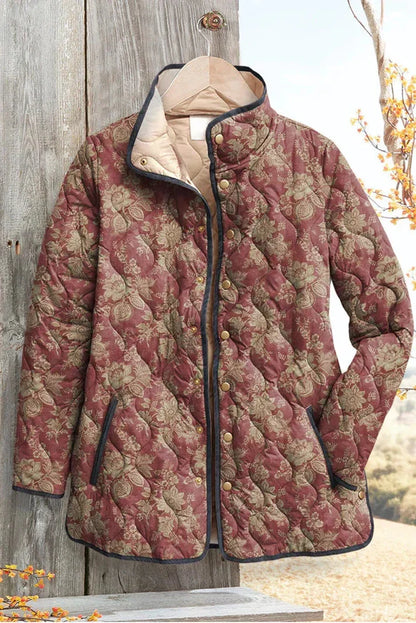 Marlene | Brown Ornamental Quilted Jacket