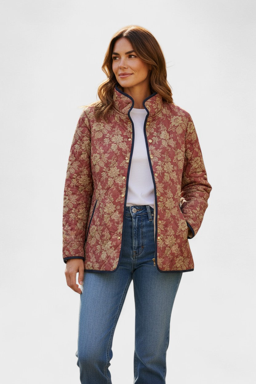 Marlene | Brown Ornamental Quilted Jacket