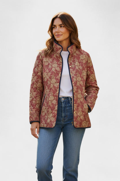 Marlene | Brown Ornamental Quilted Jacket