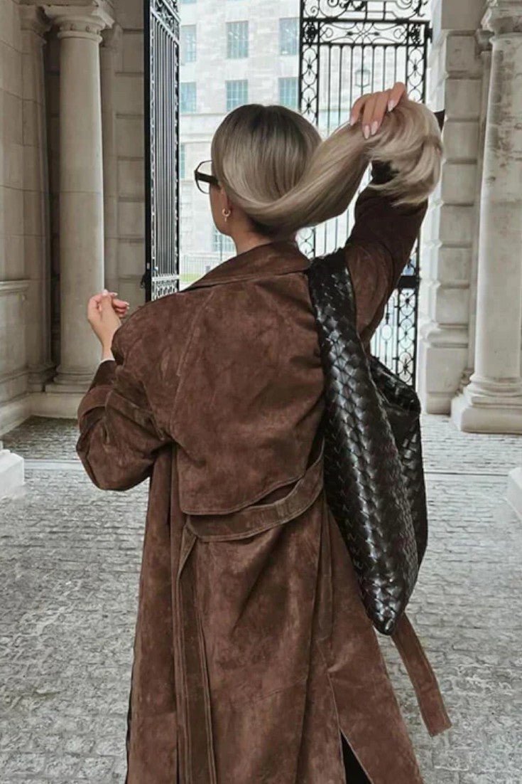 Millie | Brown Suede-Look Trench Coat