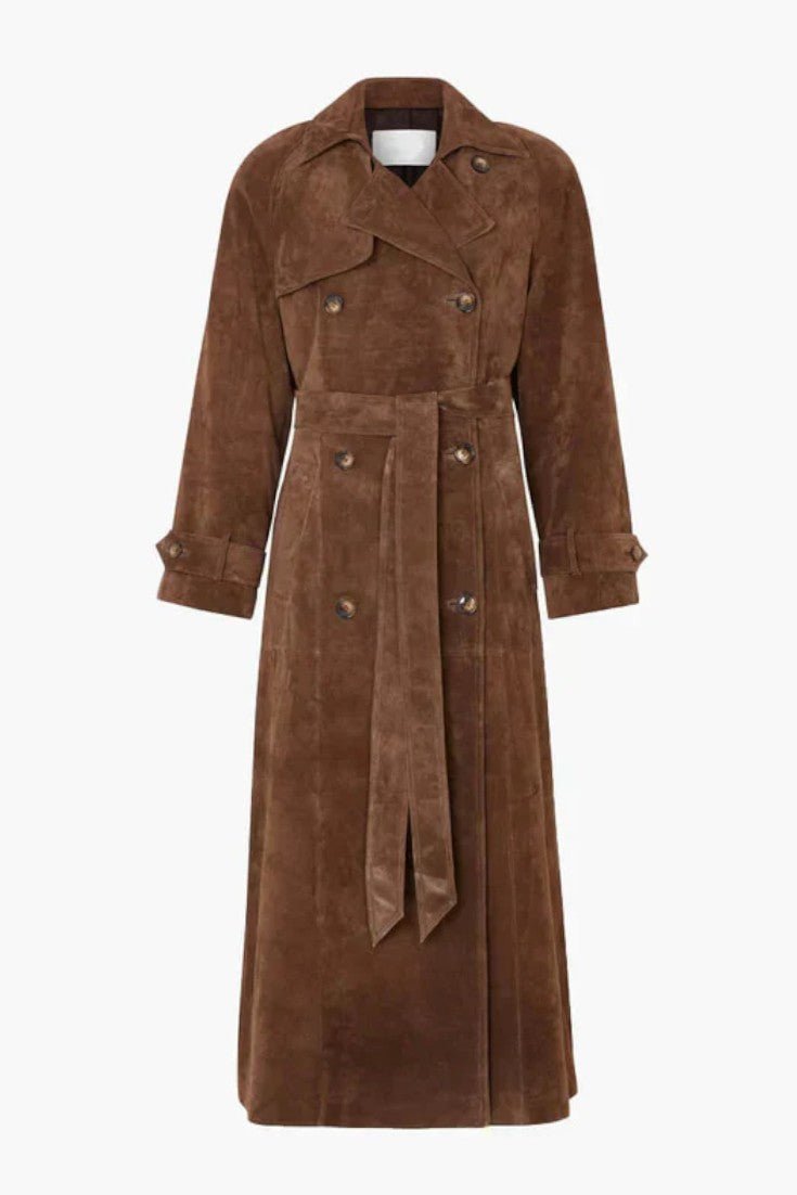 Millie | Brown Suede-Look Trench Coat
