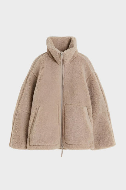 Millie | Cream Teddy Zip Jacket