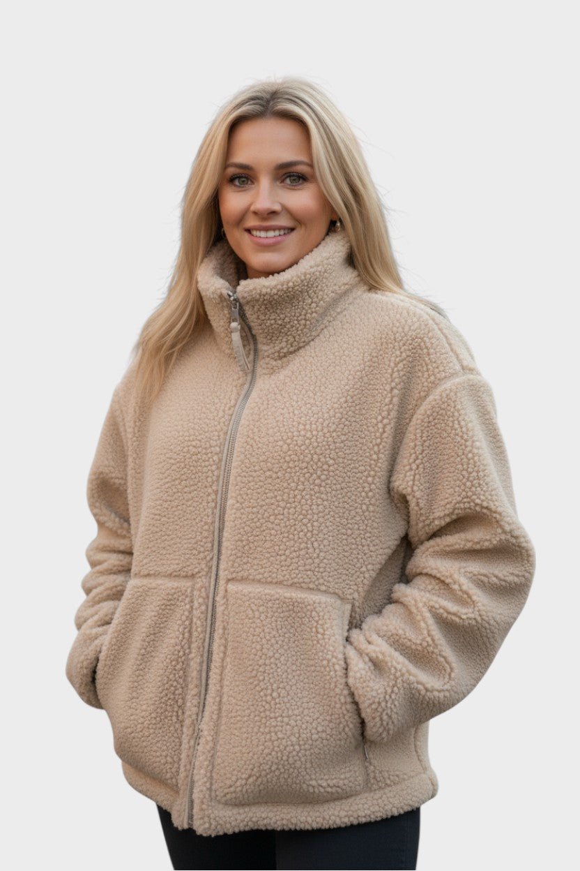 Millie | Cream Teddy Zip Jacket