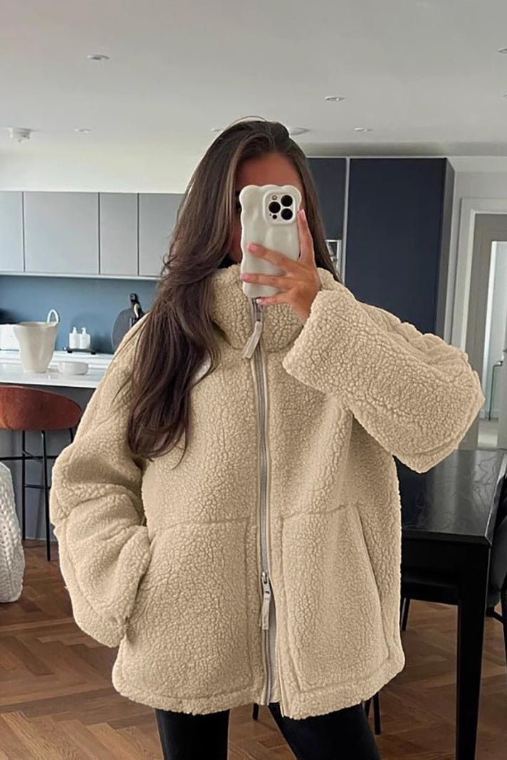 Millie | Cream Teddy Zip Jacket