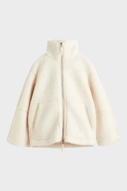 Millie | Cream Teddy Zip Jacket