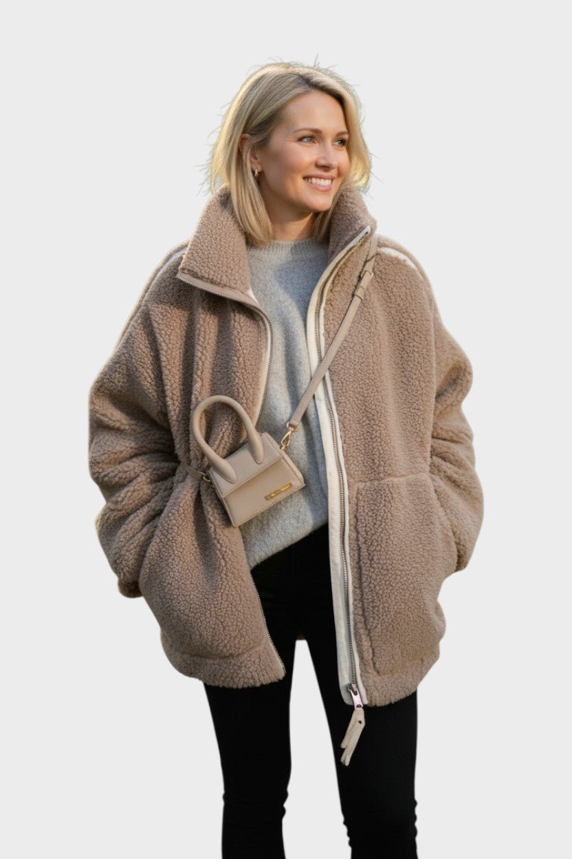 Millie | Cream Teddy Zip Jacket