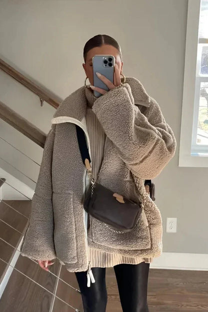 Millie | Cream Teddy Zip Jacket