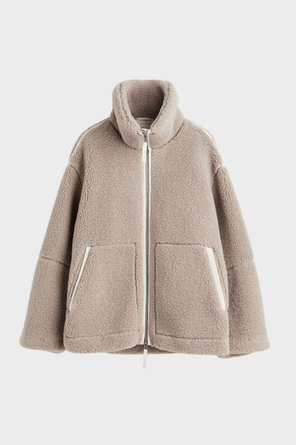 Millie | Cream Teddy Zip Jacket