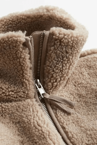 Millie | Cream Teddy Zip Jacket