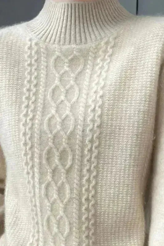 Millie | Blue Cable-Knit High-Neck Jumper