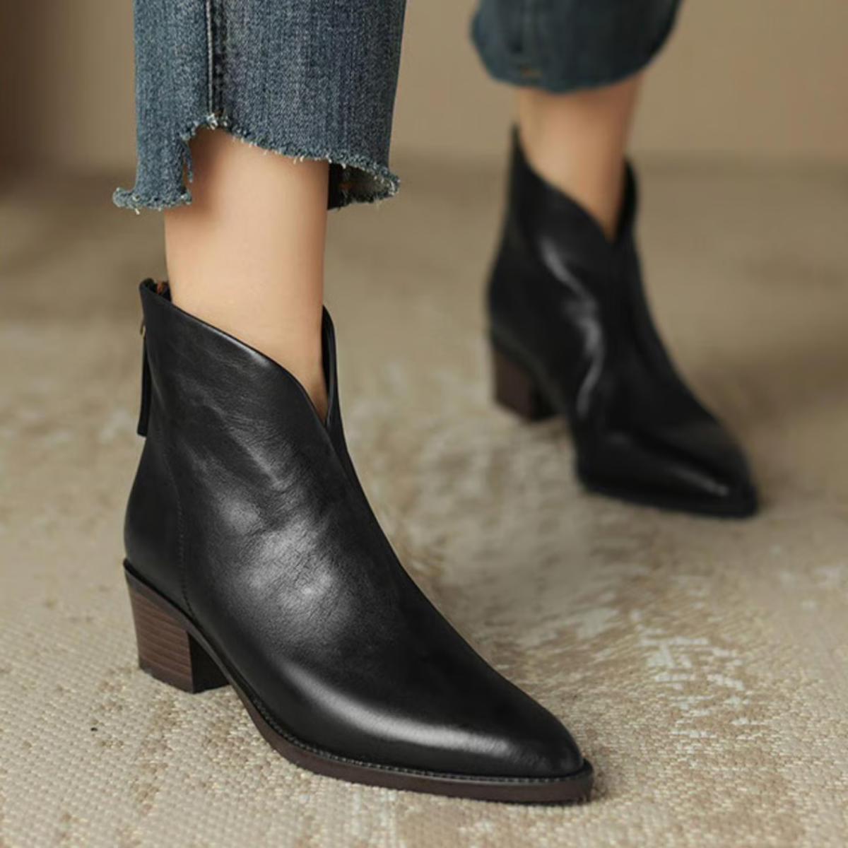 Millie | Black Pointed Ankle Boots