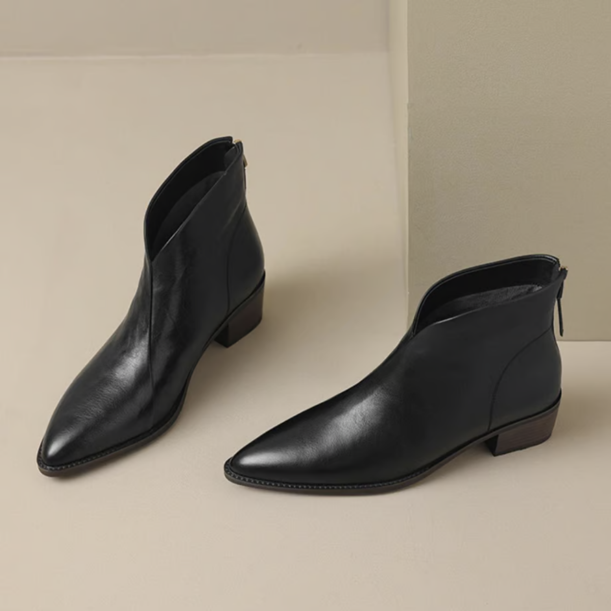 Millie | Black Pointed Ankle Boots