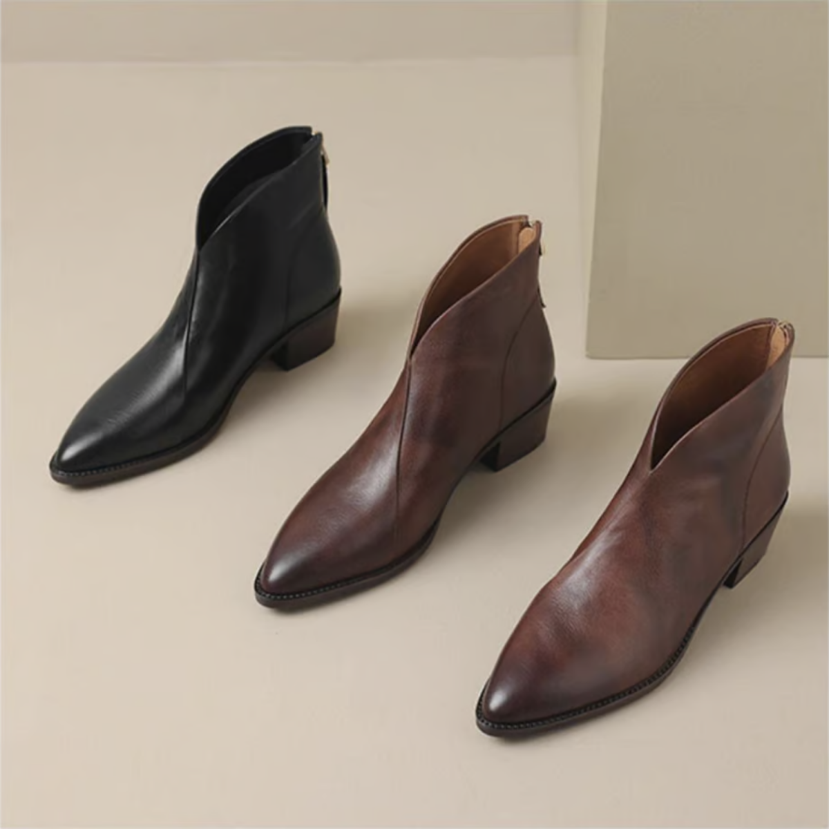 Millie | Black Pointed Ankle Boots