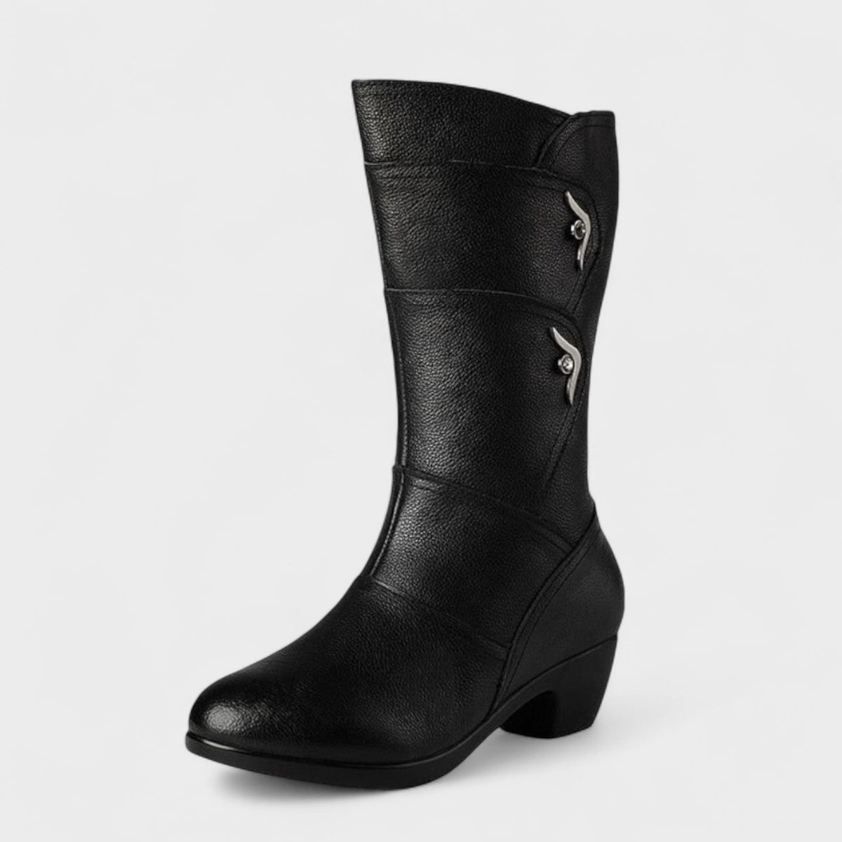 Millie | Black Mid-Heel Boots