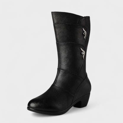 Millie | Black Mid-Heel Boots