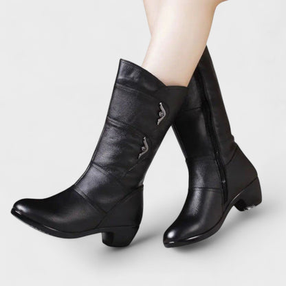 Millie | Black Mid-Heel Boots