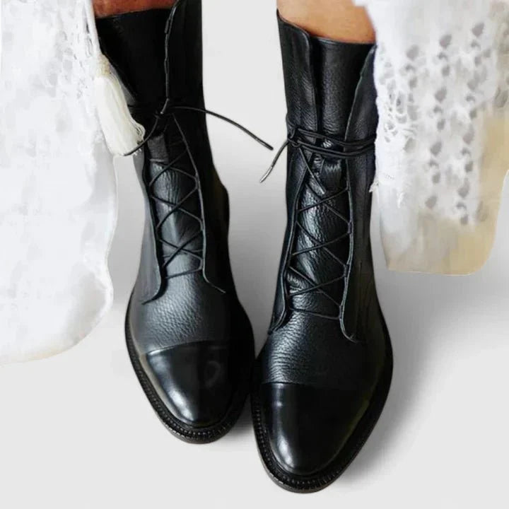 Millicent | Black Lace-Up Ankle Boots